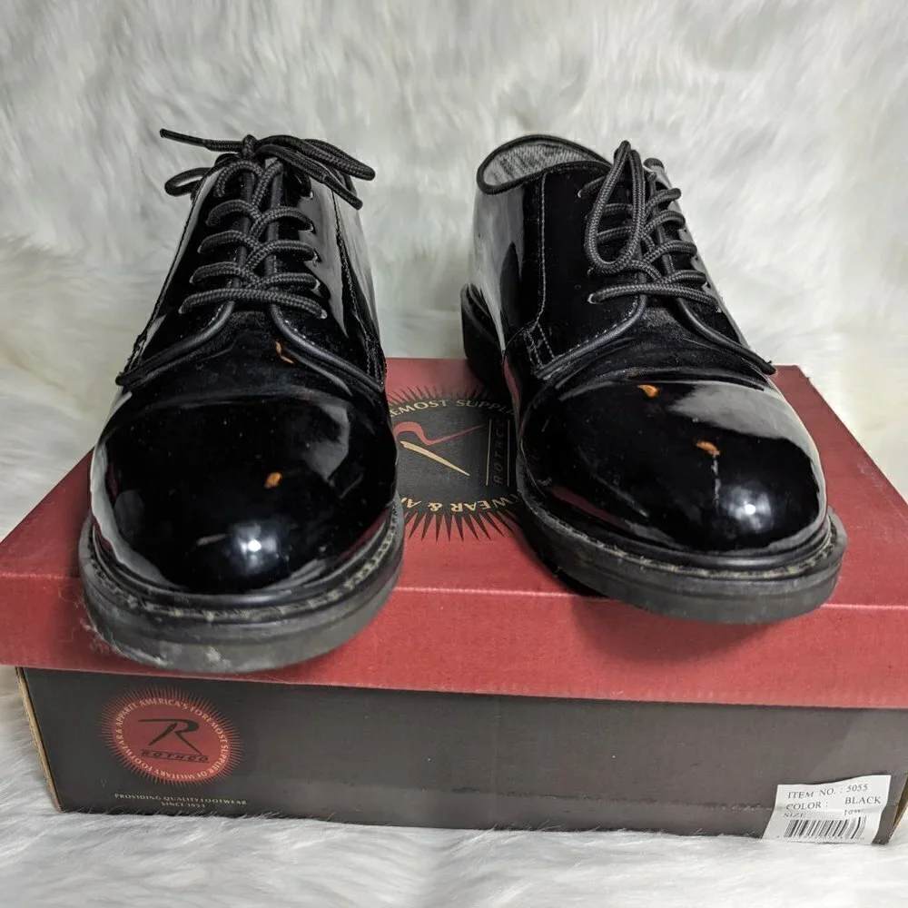 Rothco Black Hi-Gloss Lightweight Oxfords Men’s Size 10 W Black